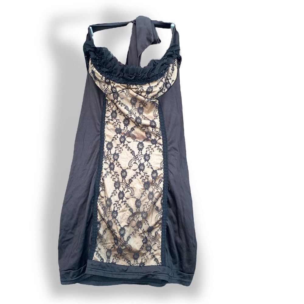 Coquette Floral Satin and Lace Halter Dress or Nightie